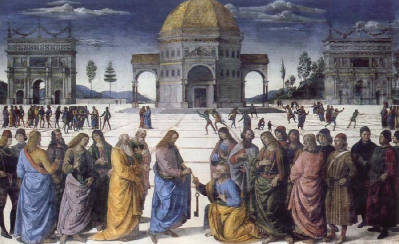 Pietro Perugino christ giving the keys to st.peter France oil painting art